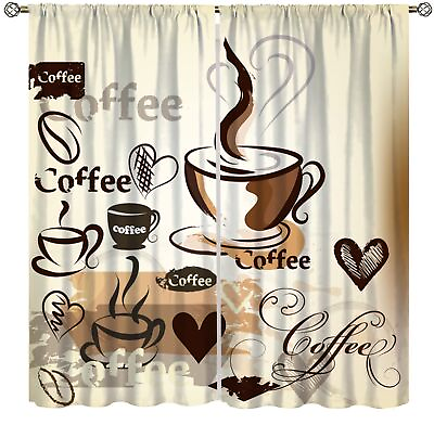 #ad Coffee Kitchen Curtains Coffee Theme Decor Coffee Curtains for Kitchen Windo... $49.34