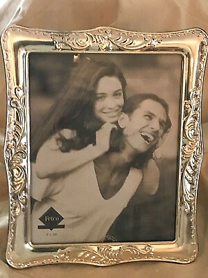 #ad Fetco Photograph Frame Embossed Silver Metal Holds 8x10 Picture Velveteen Back $19.99