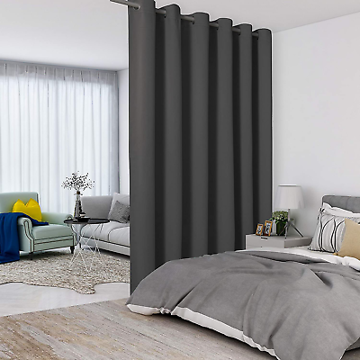#ad #ad Dark Grey Room Divider Curtains Total Privacy Wall Room Divider Screens Wide B $42.21