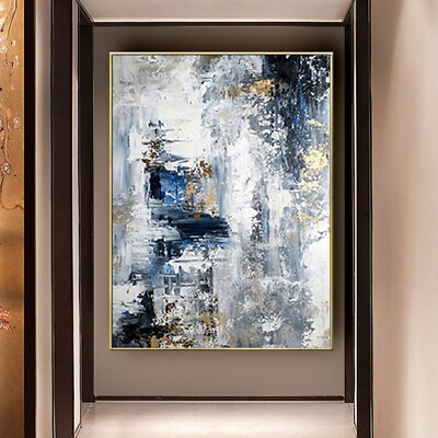 #ad Modern Interior Wall Picture Pure Handmade Blue Texture Canvas Oil Paintings $99.90
