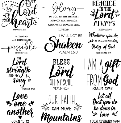 #ad 12 Pieces Bible Verse Wall Decals Scripture Wall Art Inspirational Quotes Christ $18.61
