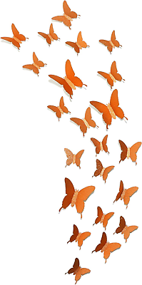 #ad Glitter 3D Butterfly Wall Stickers Orange $15.67