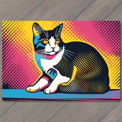 #ad #ad ART PRINT Cat Pop Art Halftone Cartoon Bright Colorful Fun Cute Colors Happy $13.00