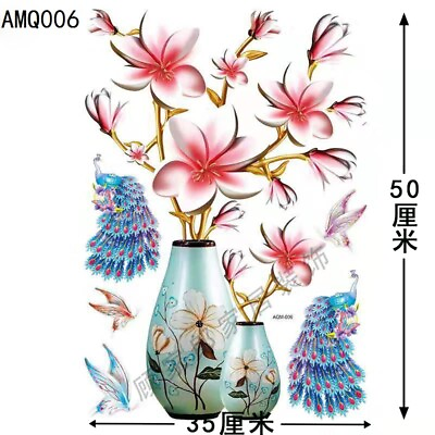 #ad 1PC Self Adhesive Wall Sticker 3D Floral Peacock PVC Mural Home Furniture Decal $10.22