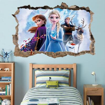 #ad Frozen 2 Decal 3D Smashed Wall Sticker Decor Art DIY Disney Movie J1462 $31.99