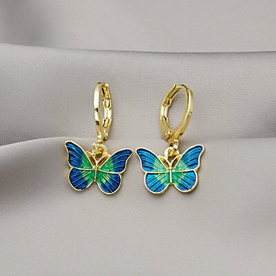 Charm Butterfly Animal Hoop Earrings Drop Dangle Enamel Women Party Jewellery C $1.10