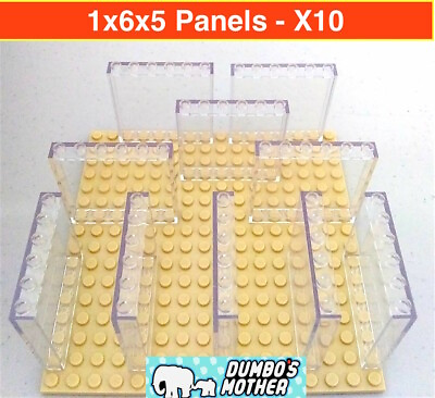 #ad LEGO 1x6x5 Panel Trans Clear Wall Building Glass Window Tranparent NEW X10 $11.95