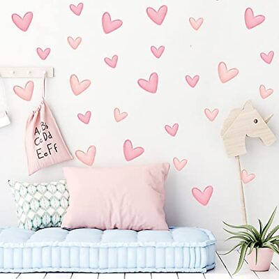 #ad 80pcs Shape Wall Stickers for Bedroom Living Room Girls Room Pink Heart $11.45