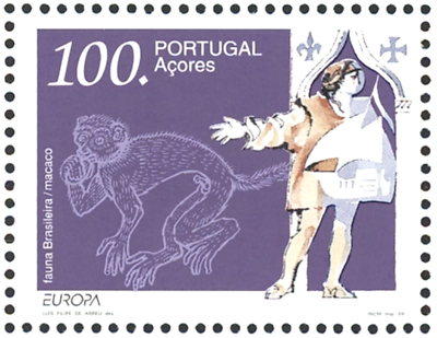 #ad Azores #Mi446 MNH 1994 Europa CEPT Macaque Armadillo Cross Fleur Lis 426 $2.45