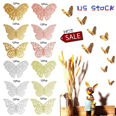 #ad 12 Pcs 3D Butterfly Wall Stickers PVC Children Room Decal Home Decoration Decor $5.35