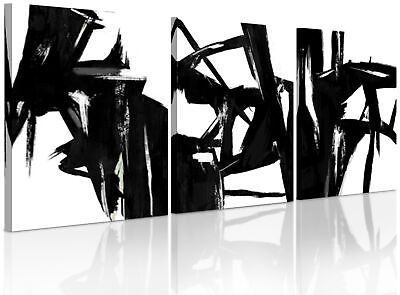 #ad Black and White Abstract Wall Art Decor Large Modern Black and White Wall A... $159.93