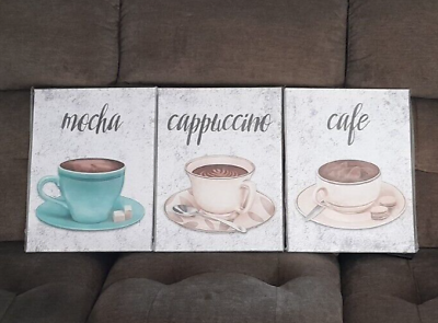 #ad #ad 3 Pieces Coffee Wall Art Vintage Coffee Cup Mocha Cafe Cappuccino Drinking Pictu $38.99