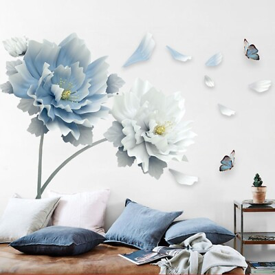 #ad Removable Flower Lotus Butterfly Wall Stickers 3D Wall Art Decals Home Decor $16.80