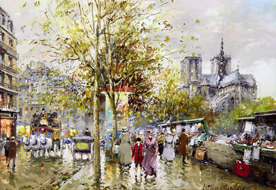 #ad Wall Art Paris City Street Scene Oil painting Picture Printed on Canvas P012 $13.90