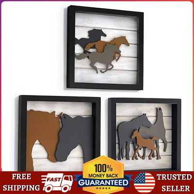 #ad 3pcs Horse Wall Art Decor Gift For Horse Lovers Great For Farm House Décor 7quot;X7 $54.99