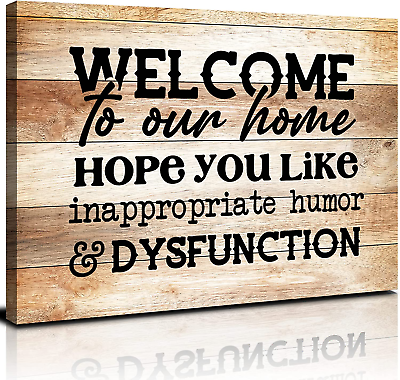 #ad Funny Wall Decor Humor Welcome Sign Wall Art for Living Room Kitchen Pictures $30.99