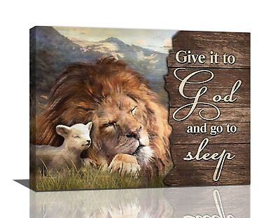 #ad Lion and Lamb Wall Art Christian Religious Pictures Canvas Wall Decor Give it... $32.77
