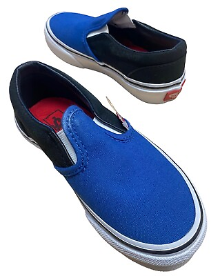 Vans Off The Wall Kids Classic Slip On Blue Black Shoes Sneakers in Kids 10.5 $25.00