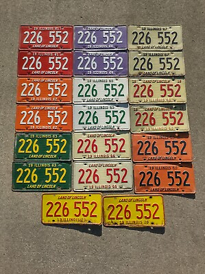 #ad #ad Vintage Illinois License Plate Set 1961 1970 Collection Pairs Matching Number $114.95