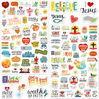 #ad 24 Sheets Christian Jesus Stickers for Kids Adults Waterproof Adhesive Inspirat $13.81