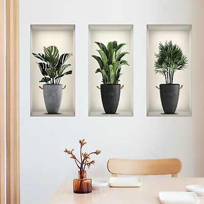 #ad 3D Vinyl Removable Wall Sticker DIY Green Plants Decals For Living Room Bedroom $9.90