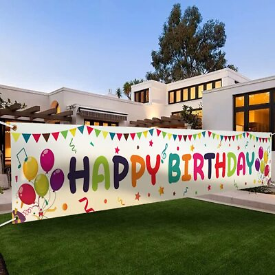 #ad Large Colorful Happy Birthday Yard Banner Sign Birthday Party Outdoor Decoration $15.30