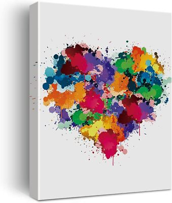 #ad Heart Watercolor Poster Canvas Wall Art for Home Office Bedroom Decor Heart Love $40.64