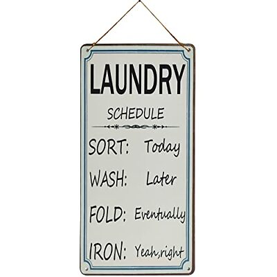 #ad Laundry Schedule Vintage Metal Laundry Sign Farmhouse Country Home Decor Wash... $13.98