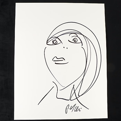 Original Signed Ink Portrait Vintage Peter Keil Abstract Expressionist 28x20quot; $129.35