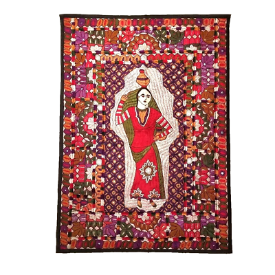 #ad HAND STITCHEDEMBROIDERDMIRRORED WALL DECOR TABLE COVER ANCIENT SINDHI PATTERNS $31.95