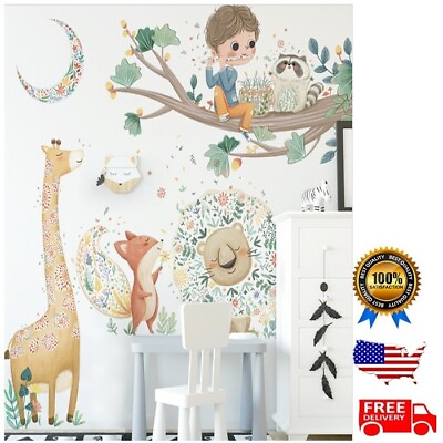 #ad Jungle Wall Stickers Wall Art Stickers Kids Animal Boy Girls Baby Room $16.90