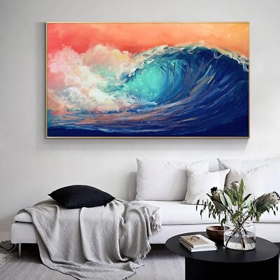 #ad Abstract Seascape Art Painting Modern Landscape Wall Poster And Print Home Decor $8.79
