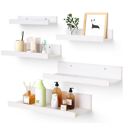 #ad Floating Shelves for Wall Decor Storage Wall Shelves Set of 5 Wall Mounted Woo $30.95