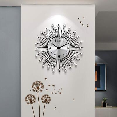 #ad YIJIDECOR Large Wall Clocks for Living Room DecorCrystal Round Metal Wall Clock $46.99