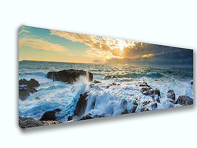 #ad Rushing Water on the Coast Panoramic Picture Canvas Print Home Decor Wall Art $32.50