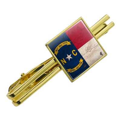 #ad Rustic North Carolina State Flag Square Tie Bar Clip Clasp Tack Silver or Gold $8.99