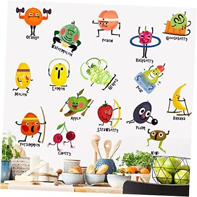 #ad Kitchen Fruit HOU Wall Sticker Cartoon Fruit Wall Decals Peel and Fruit House $24.91