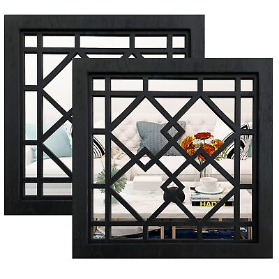 #ad 2Pcs Square Wall Mirror Rustic Farmhouse Accent Decorative Hanging Mirrors fo... $41.47