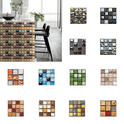 #ad 10PCS Kitchen Tile Sticker Bathroom Mosaic Sticker Self adhesive Wall Home Decor $2.88