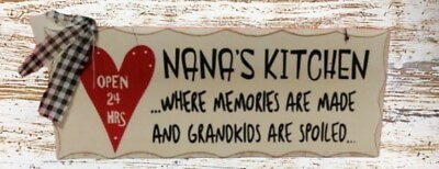 quot;NANA#x27;S KITCHENquot; SIGN. SOLID WOOD BY ATTRACTION DESIGN W WIRE HANGER 4 X 10 IN $14.71