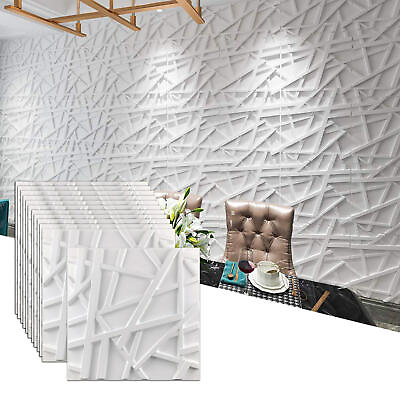 #ad 12 Tiles 3D Wall Panels PVC Geometric Brick Art Design DIY 19.7quot;x19.7quot; Wallpaper $38.79