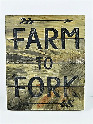 #ad Farm To Fork Wood Box Sign Farmhouse Country Kitchen Decor By Sixtrees 11.75 In $16.99
