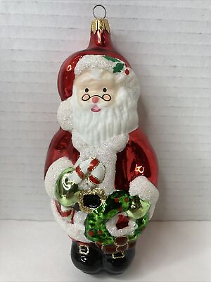 #ad Vintage Santa Claus Giordano Art Ltd. 7quot; Blown Molded Glass Christmas Ornament $29.99