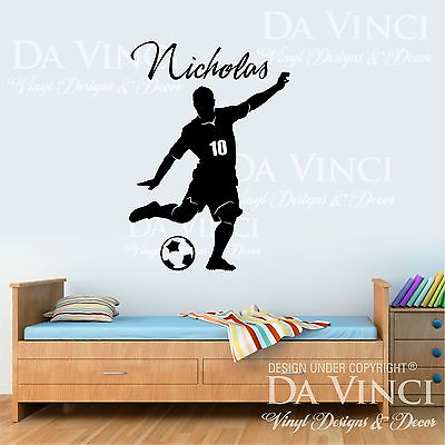 #ad Soccer Player Decal Custom Name Wall Room Personalized Vinyl Sticker Decor C $23.99