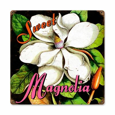 #ad SWEET MAGNOLIA FLORAL DESIGN 12quot; SQ HEAVY DUTY USA MADE METAL HOME DECOR SIGN $66.00