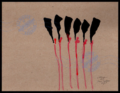 Black Roses Red Stems 2015 MACABRE Watercolor PAINTING : Dead Sullivan Show #12 $199.95