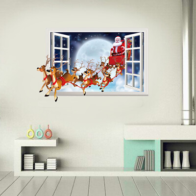 #ad Christmas Wall Decals Christmas Party Decorations Winter Wall Art $12.45