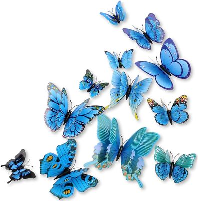 #ad Mixed of 12PCS 3D Pink Butterfly Wall Stickers Decor Art Decorations¡­ 2*Blue $14.52
