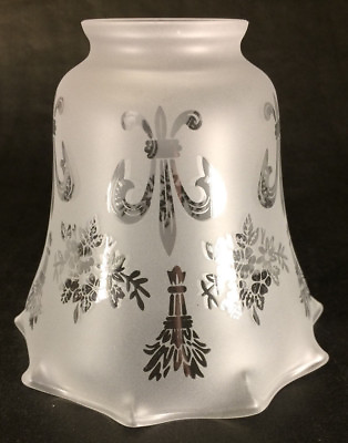 #ad 2 1 4quot; FLEUR DE LIS Satin ETCHED Clear FILIGREE GLASS Fixture LAMP SHADE #FS449 $45.94
