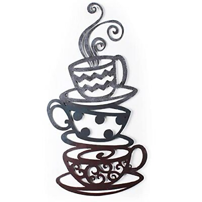 #ad #ad Metal Coffee Cups Wall Art Coffee Decor for Kitchen $44.55